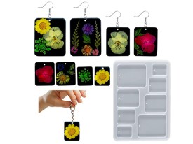 Molde silicona 8 aritos cuadrados 